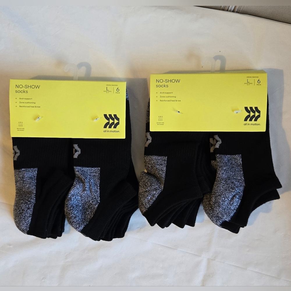 All in Motion Black and Gray Athletic No-Show Socks
